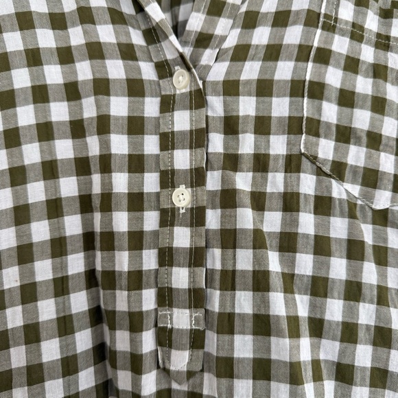 J crew green gingham 1/2 button front shirt - Picture 3 of 4